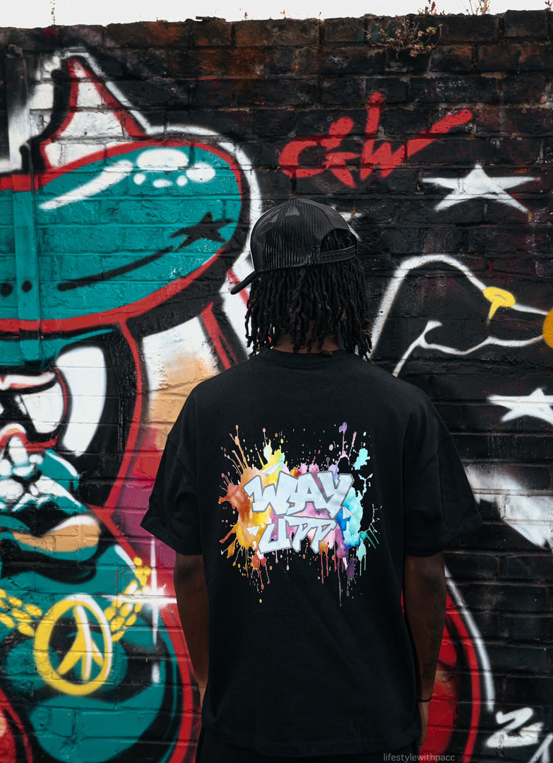 Oversized Graffiti Tee - Black